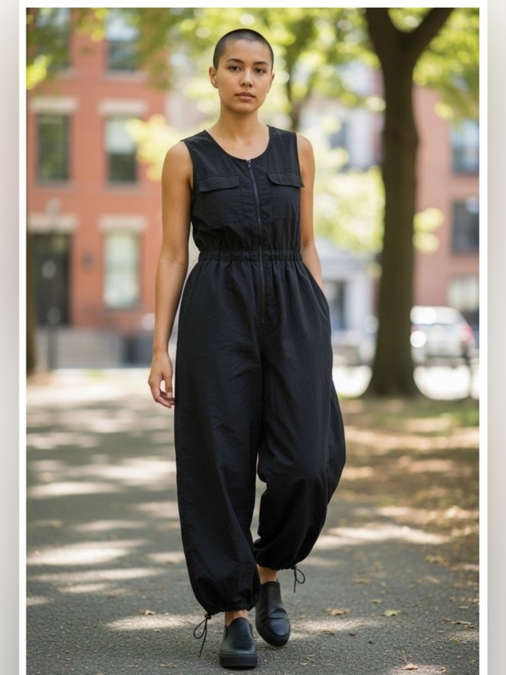 Madden NYC Jumpsuit Utility black Small parachute pants bungee hem street wear